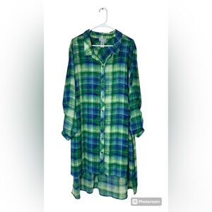 Catherine's Plaid Green and Blue Women's Top